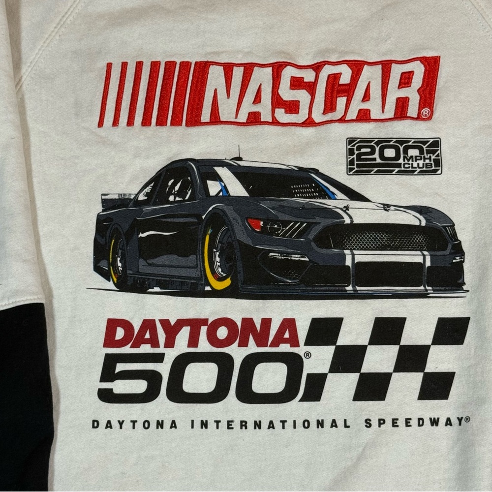 NASCAR Daytona Graphic Crewneck Pullover Sweatshirt off white and black 2XL - Picture 3 of 9